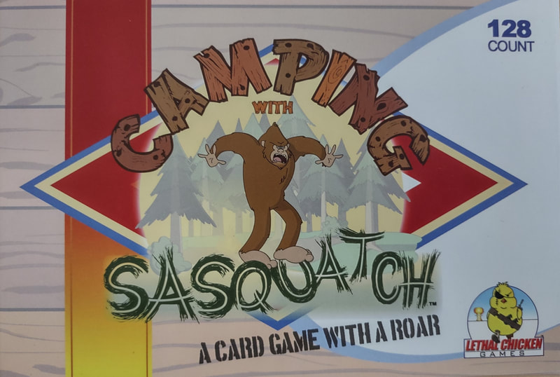 Camping with Sasquatch. A 128-Count Family Card Game. Roar, score and s’more! Camping with Sasquatch is a lighthearted, family-friendly “Rummy meets Slapjack" card game. Use Sasquatch as a wild card, or unleash Sasquatch on your friends! But don't be the last to slap Sasquatch or you'll end up with a pile of cards! Includes 128 cards, rulebook. 2-8 players, Ages 6+, a 10-20 minute game. Replacement Value: $19