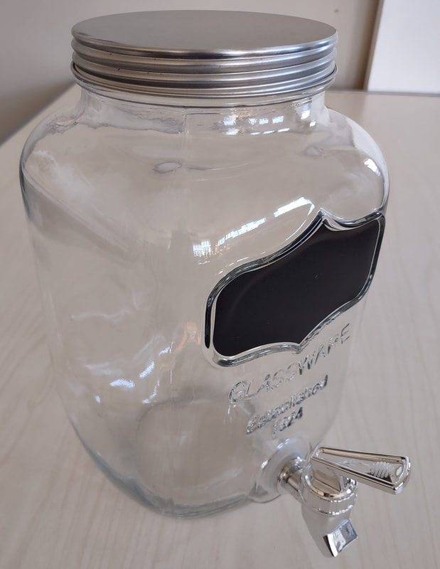 Beverage Dispenser Mason Jar with Lid. Three (3) available. Replacement value: $5