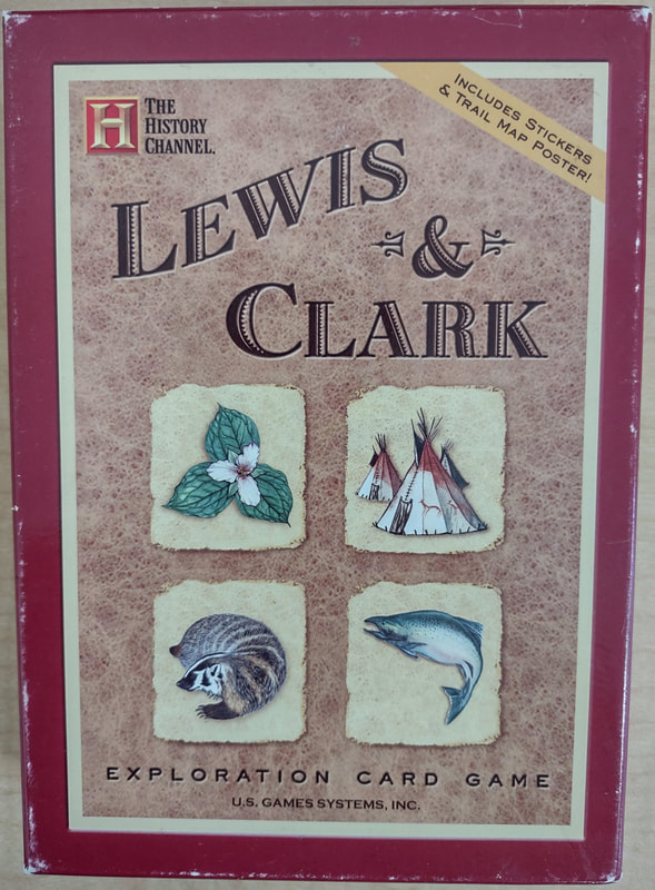 Lewis & Clark Card Game. Follow the footsteps of Lewis & Clark using this 56-card deck of oversized exploration cards. Join their historical expedition and learn about the discoveries they made on their westward trail. Sioux warriors, grizzly bears, rattlesnakes, and more complete a fact-filled adventure for all ages. Instructions for two simple card games are included. Players collect cards by sequence (in order of when Lewis & Clark first observed the item) or by category (such as plants or fish). Each rummy-like game has its own unique challenge. Young explorers can also line up the exploration cards in numerical order to match the Trail Map Poster, creating an educational journey of their very own. Replacement value: $10