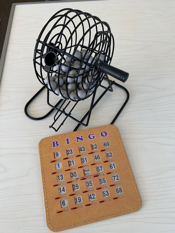 BINGO Game. Includes Bingo Cage, Master Board, Mixed Cards, 75 Calling Balls, Colorful Chips. Replacement Value: $25